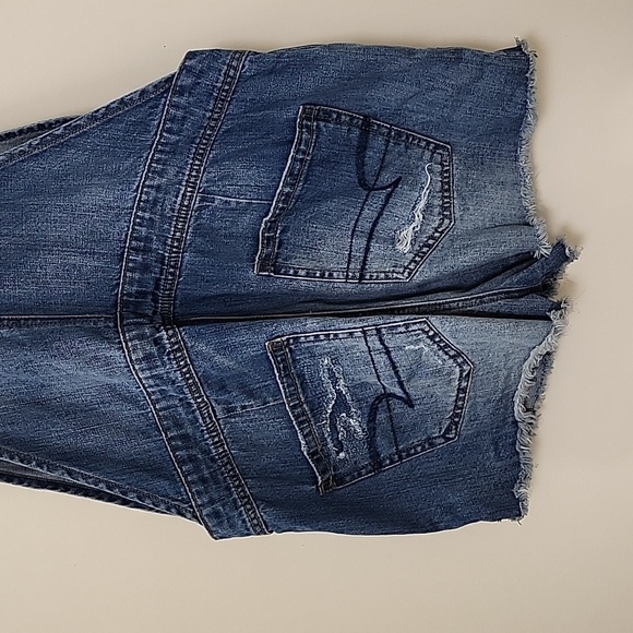 American Eagle Outfitters Tomgirl Shortall Distressed Bib Overalls Shorts Size M - Picture 11 of 16
